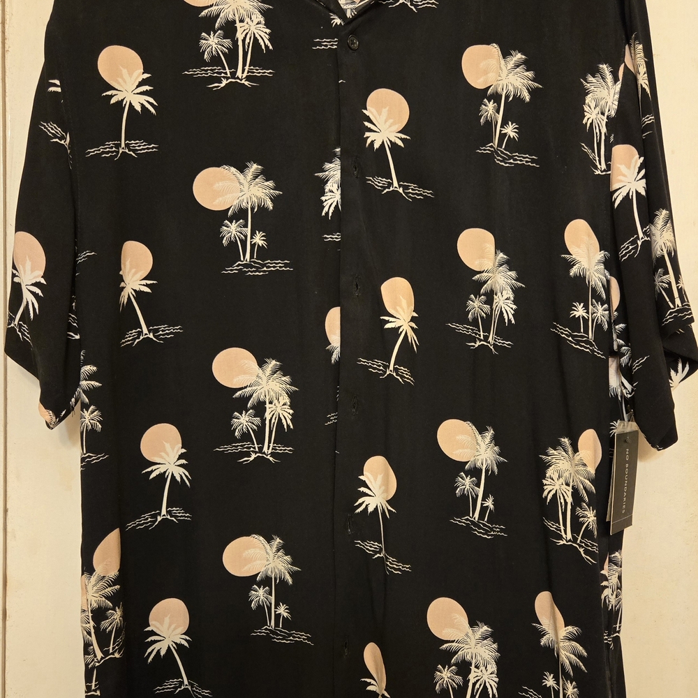 Black Palm Tree Print Shirt